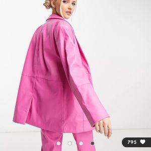 NWOT COLLUSION faux leather blazer in pink